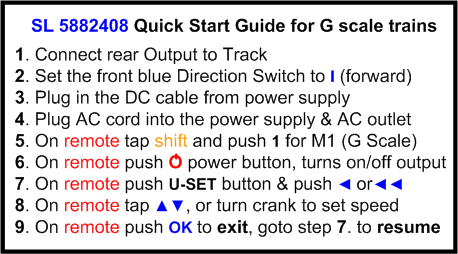 SL 5882408 Quick Start Guide for G scale trains